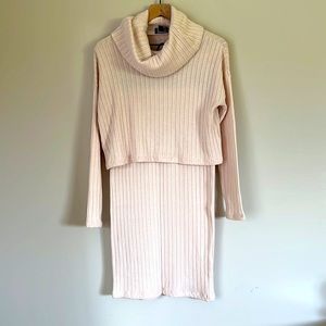 SET Ribbed cowl neck sweater & pencil skirt